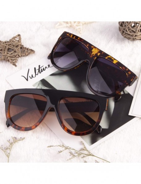 Aviator Fashion Designer Women Sunglasses Oversized Flat Top Square Frame Retro Gradient Lens MOS9 - CD17YK5M309 $12.99