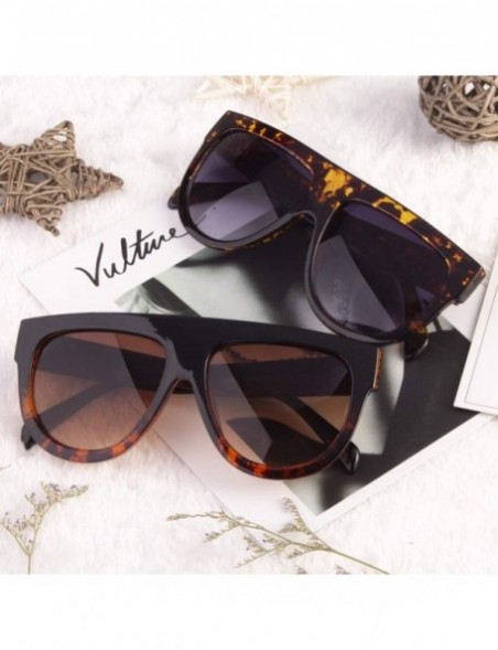 Aviator Fashion Designer Women Sunglasses Oversized Flat Top Square Frame Retro Gradient Lens MOS9 - CD17YK5M309 $12.99