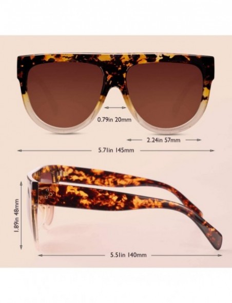 Aviator Fashion Designer Women Sunglasses Oversized Flat Top Square Frame Retro Gradient Lens MOS9 - CD17YK5M309 $12.99