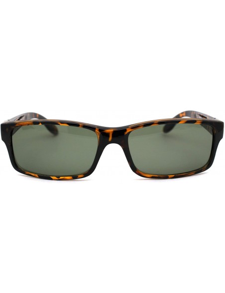 Rectangular Mens Green Tempered Glass Lens Classic Plastic Rectangualr Dad Shade - Tortoise Green - CV18A6LC40M $6.94