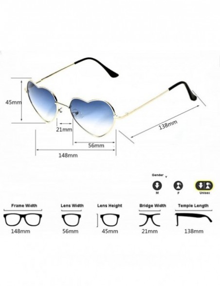 Aviator 6 Packs Thin Metal Frame Aviator Unisex Heart Sunglasses - Blue Gradient - CC18E308Q36 $22.80