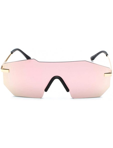 Rectangular Individual frame of all-in-one dazzling sunglasses for men and women - 0004 pink Lenses C3 - C618OEXC7QL $8.13