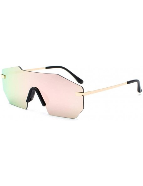 Rectangular Individual frame of all-in-one dazzling sunglasses for men and women - 0004 pink Lenses C3 - C618OEXC7QL $8.13