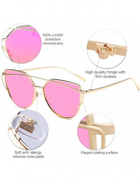 Wayfarer Cat Eye Mirrored Flat Lenses Street Fashion Metal Frame Women Sunglasses SJ1001 - CT12IF39GMD $11.25