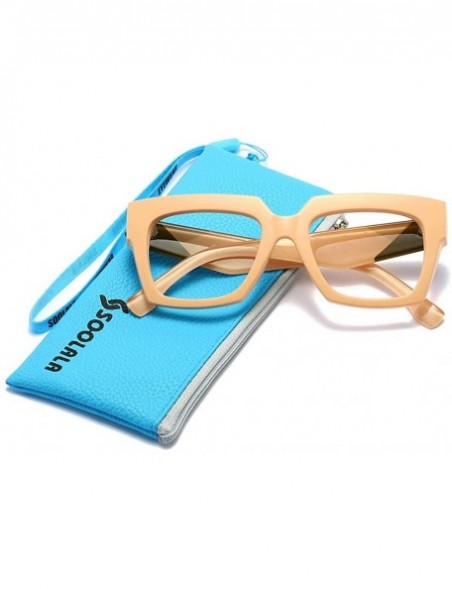 Cat Eye Anti-Blue Blocker Light Square Reading Glasses w/Leopard Arms - Anti Blue - Nude - CQ18YQWTDUR $12.08