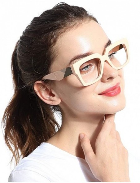 Cat Eye Anti-Blue Blocker Light Square Reading Glasses w/Leopard Arms - Anti Blue - Nude - CQ18YQWTDUR $12.08