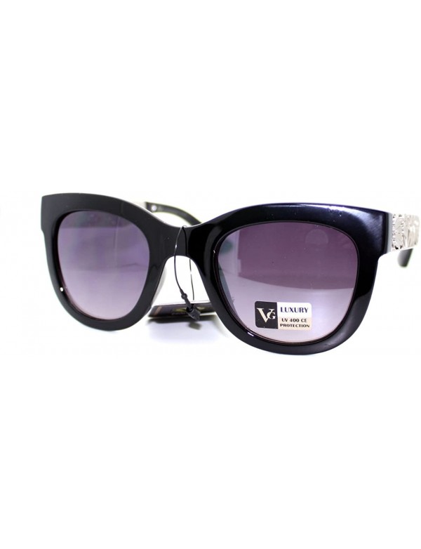 Square Womens Fashion Sunglasses Vintage Floral Design Metal Temple - Black Gun Metal - C011VDBN9JV $10.64