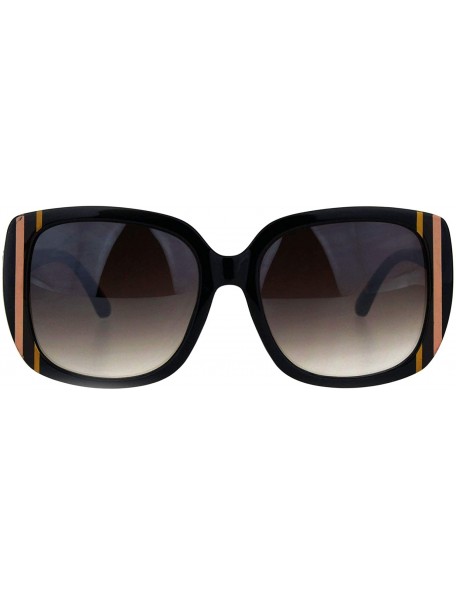 Square Womens Vintage Fashion Sunglasses Square Frame Stripe Design UV 400 - Black Tortoise (Brown) - C118RGOE7ZS $14.28