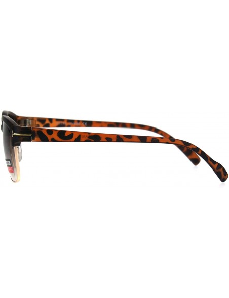 Rectangular Mens Classic Rectangular Half Horn Rim Designer Fashion Mod Sunglasses - Tortoise Brown - C517YSQTOKL $14.63