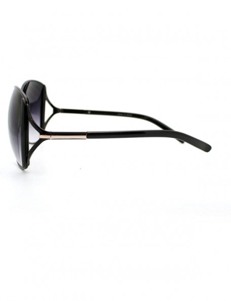 Butterfly Womens Fan Frame Oversized Metal Butterfly Sunglasses - Black Gold - CT11YHUAZ7D $12.73