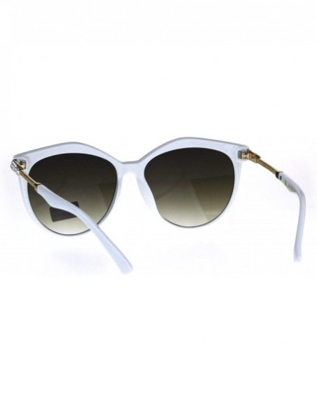 Butterfly Womens Rhinestone Iced Luxury Designer Horn Rim Cat Eye Sunglasses - White Brown - CZ180CGQ93C $12.80