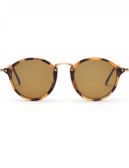 Round Retro Round Sunglasses Metal Frame Glass Circle Lens Men Women 2447 Vintage Style - Tortoise/Brown - CM18QTNAA95 $18.54