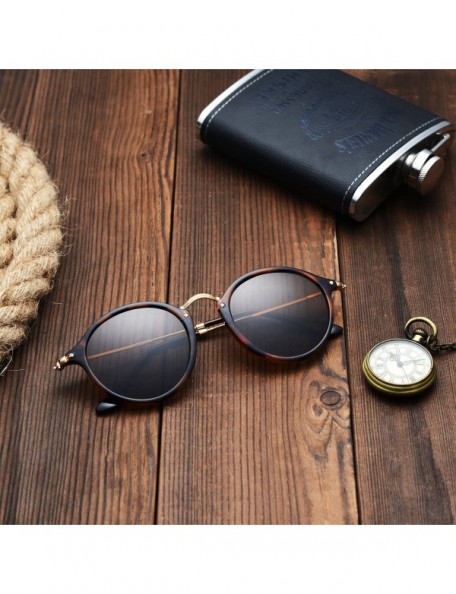 Round Retro Round Sunglasses Metal Frame Glass Circle Lens Men Women 2447 Vintage Style - Tortoise/Brown - CM18QTNAA95 $18.54