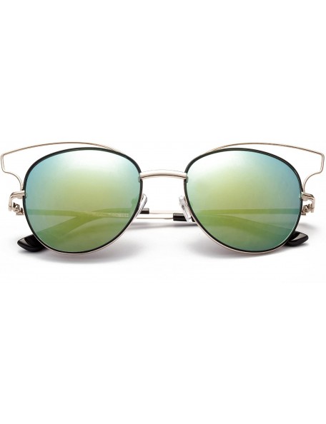 Aviator "Toikna" Modern Geometric Fashion Sunglasses - Silver/Yellow - C412MCS6GT3 $9.50