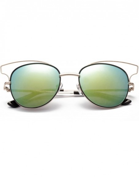 Aviator "Toikna" Modern Geometric Fashion Sunglasses - Silver/Yellow - C412MCS6GT3 $9.50