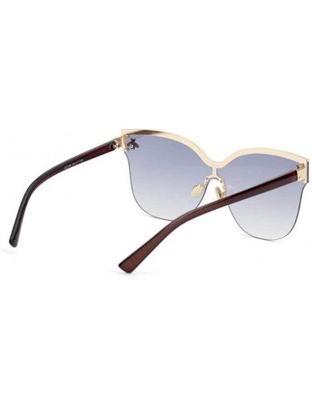 Aviator Fashion big frame one-piece sunglasses - PC lens metal frame trend sunglasses - C - CS18S0U7ZNY $39.85