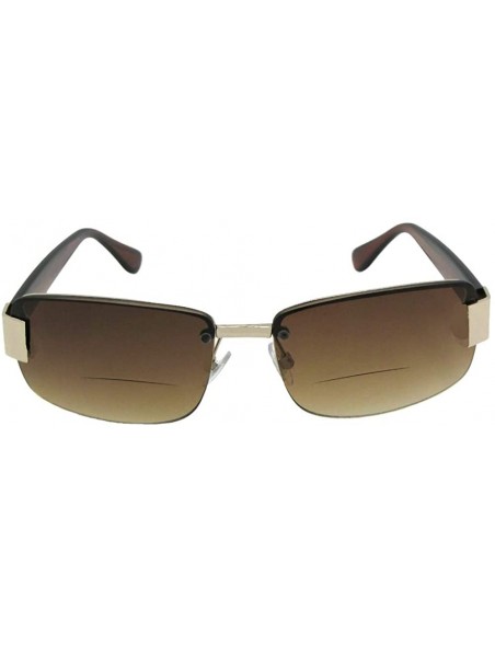 Rectangular Fashion Bifocal Sunglasses B4 - Gold Frame-brown Lenses - CY188RZ3KQM $11.88