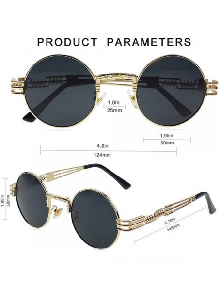 Round Round Sunglasses for Women Men- Polarized Lens-100% UV Protection - Gold Frame/Black Lens - C4199OHTSOI $16.01