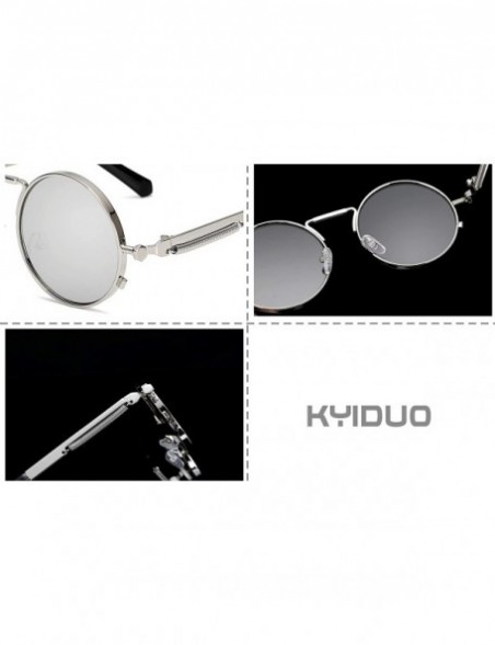 Round Retro Round Circle Metal Frame Steampunk Sunglasses for Women Men3334 - Gold-pink - CY18Q2YSYWY $10.17