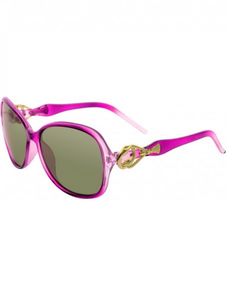 Oval Women's Polarized Retro Vintage Transparent Sunglasses With Rhinestone - Purple - CD12KH6HA7D $11.35