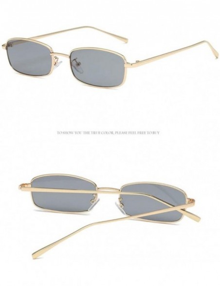 Square Unisex Vintage Square Sunglasses-Retro Small Metal Frame UV400 - Gold/Silver - CH196M5GY3N $7.88