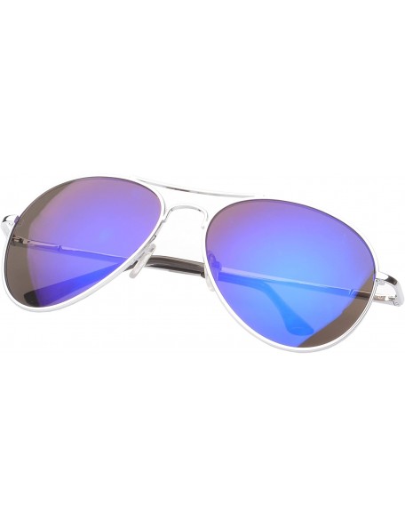 Round 'Kingsburg' Aviator Fashion Sunglasses - Blue - C711OJZAO95 $8.87