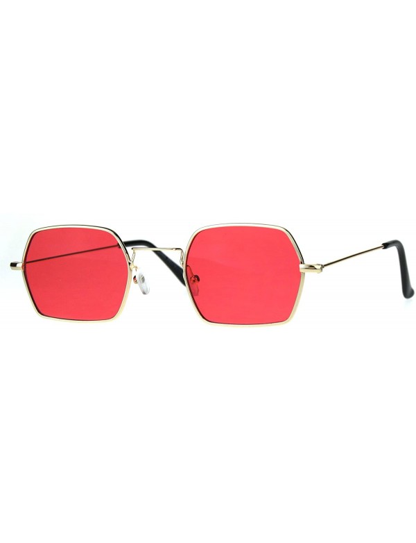 Rectangular Rectangular Hexagon Shape Sunglasses Indie Style Thin Metal Frame Color Lens - Gold (Red) - CN18056XN0W $12.88