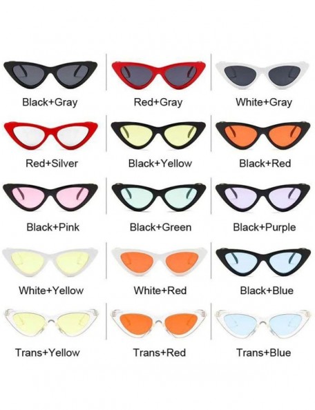 Cat Eye Vintage Cateye Sunglasses Women Sexy Retro Small Cat Eye Sun Glasses Colorful Eyewear Oculos De Sol - Red Silver - CG...