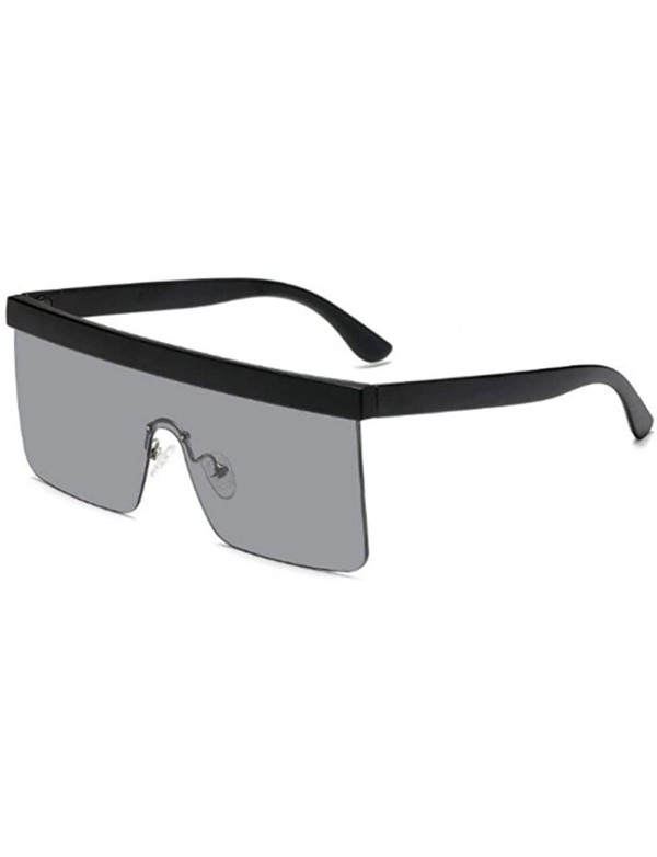 Square One Piece Polarized Sunglasses for Women and Men Flat Top Square Polarized Shades UV400 - Black Grey - CV190886MY2 $10.15