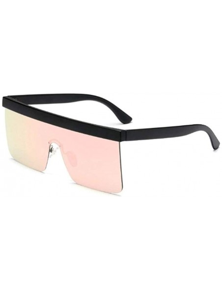 Square One Piece Polarized Sunglasses for Women and Men Flat Top Square Polarized Shades UV400 - Black Grey - CV190886MY2 $10.15