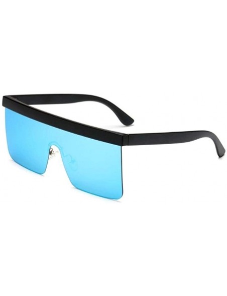 Square One Piece Polarized Sunglasses for Women and Men Flat Top Square Polarized Shades UV400 - Black Grey - CV190886MY2 $10.15