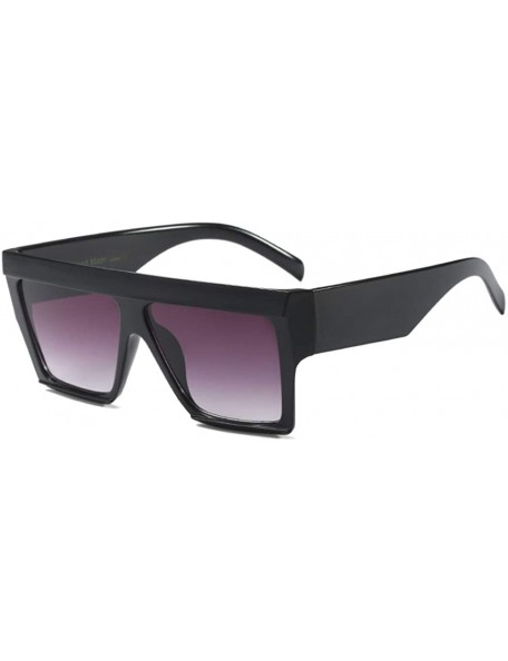 Square Oversized Geometric Sunglasses Flat Top Shield Futuristic Squared Aviator Shades - Black - CQ185QWLSEK $13.61