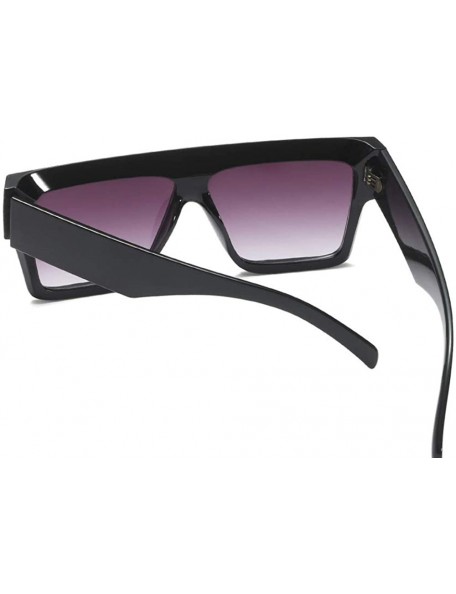 Square Oversized Geometric Sunglasses Flat Top Shield Futuristic Squared Aviator Shades - Black - CQ185QWLSEK $13.61