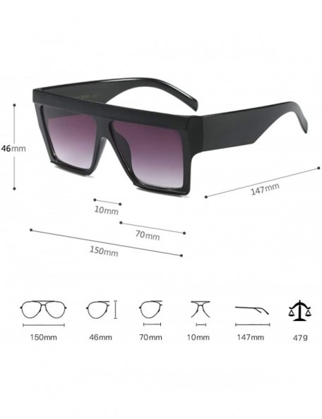 Square Oversized Geometric Sunglasses Flat Top Shield Futuristic Squared Aviator Shades - Black - CQ185QWLSEK $13.61