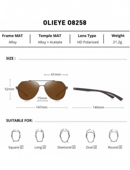 Aviator Polarized Sunglasses for Men - Fishing Sunglasses Metal Frame UV 400 Protection with TR Legs - Brown - CS18A374DRT $2...