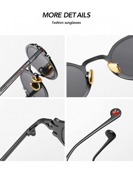 Oval Gothic Retro Steampunk sunglasses oval Vintage sunglasses for men women Metal Frame sunglasses - 5 - CQ18AW5S3N9 $14.60