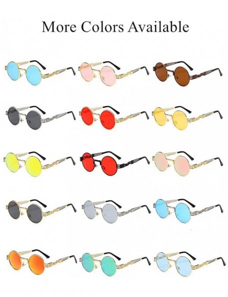 Oval Hippie Sunglasses WITH CASE Retro Classic Circle Lens Round Sunglasses Steampunk Colored - CQ192RIEH2L $15.53