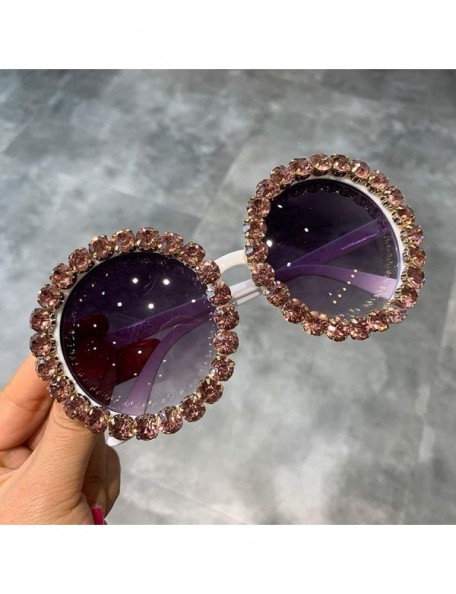 Goggle Fashion Luxury Round Sunglasses Women Vintage Oversized Rhinestone Sun Glasses Men Eyewear Oculos De Sol UV400 - CH198...