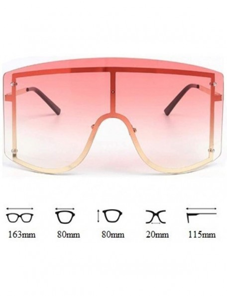 Rimless Oversize Women Sunglasses Big Frame Luxury Sun Glasses Female Cool Sexy Shield Shades Men Alloy - Gold Orange - CG18T...