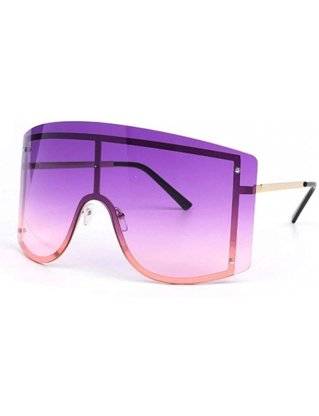 Rimless Oversize Women Sunglasses Big Frame Luxury Sun Glasses Female Cool Sexy Shield Shades Men Alloy - Gold Orange - CG18T...