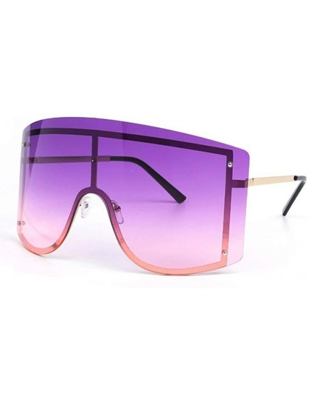 Rimless Oversize Women Sunglasses Big Frame Luxury Sun Glasses Female Cool Sexy Shield Shades Men Alloy - Gold Orange - CG18T...