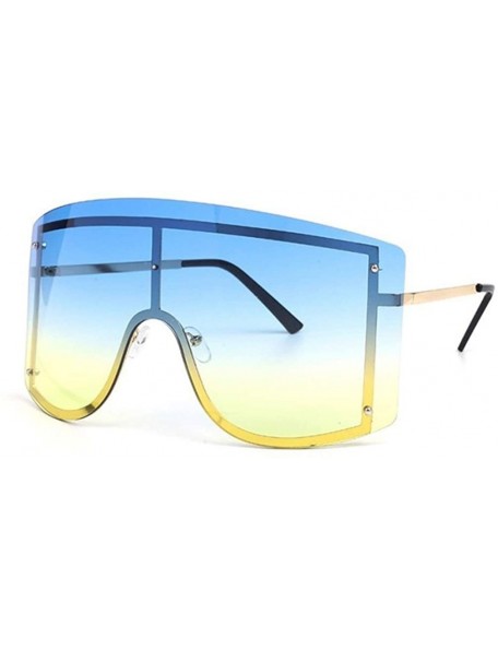 Rimless Oversize Women Sunglasses Big Frame Luxury Sun Glasses Female Cool Sexy Shield Shades Men Alloy - Gold Orange - CG18T...