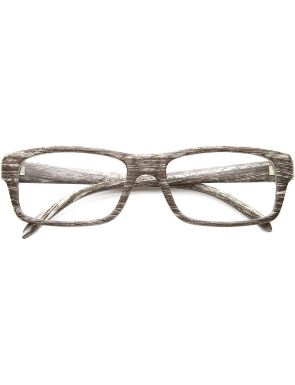 Rectangular Classic Rectangle Wood Frame Clear Lens Horn Rimmed Glasses 52mm - Lightwood / Clear - CG124SH79ID $12.83