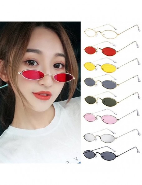 Rimless Fashion Polarized Sunglasses For Women - REYO Mens Womens Retro Small Oval Sunglasses Metal Frame Shades Eyewear - CK...