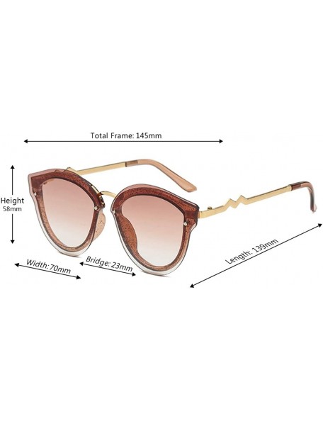 Rectangular Unisex Retro Cat Eye Metal Frame Oversized Plastic Lenses Sunglasses - Brown - C118NOANCS9 $13.11