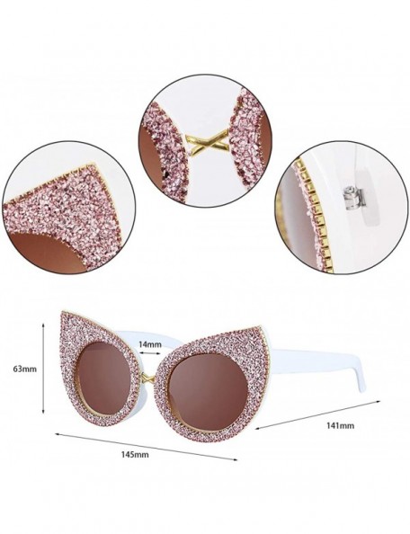 Cat Eye Sparkling Crystal Cat Eye Sunglasses UV Protection Rhinestone Sunglasses - Pink-c - C51939HAWDZ $15.47