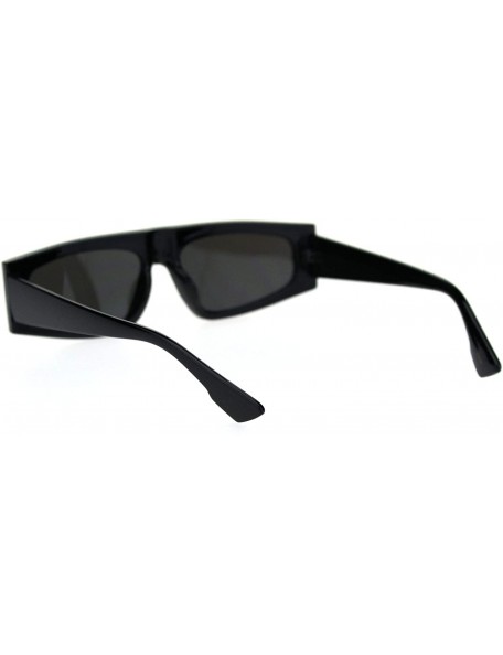 Rectangular Flat Top Narrow Rectangular Hippie Pimp Retro Sunglasses - Black Silver Mirror - CO18S3G3N4E $12.23