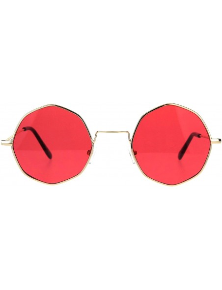 Round Round Octagon Shape Sunglasses Vintage Thin Metal Fashion Color Lens UV 400 - Gold (Red) - C01806A3HG7 $11.03