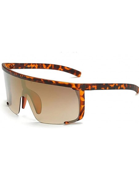 Oversized Large Cybertic Mirror Wrap Around Full Coverage Sunglasses - Leopard - C818W37TEQK $14.14