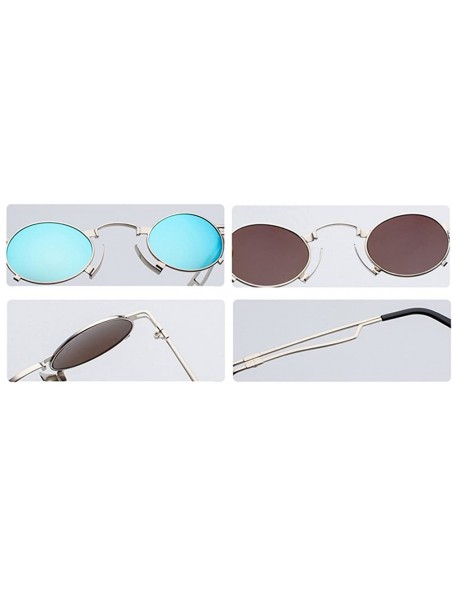 Oval Punk Sunglasses Men Vintage Small Oval Sun Glasses For Women Summer 2018 UV400 - Gold With Black - CF18D4OOM09 $11.17